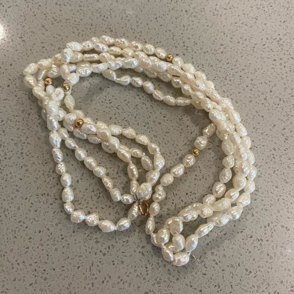 14k gold and Pearl 3 strand bracelet